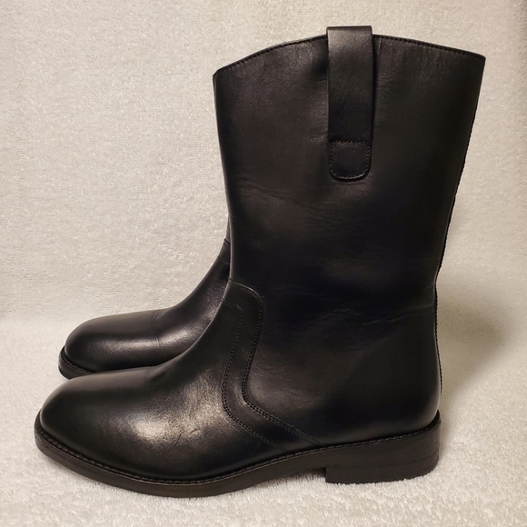 FREE PEOPLE EASTON EQUESTERIAN BOOTIE IN BLACK LEATHER - Picture 2 of 8